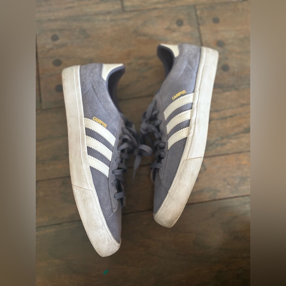 Adidas Men's Gray Blue and White Campus Sneakers Size 10.5 - Picture 3 of 7